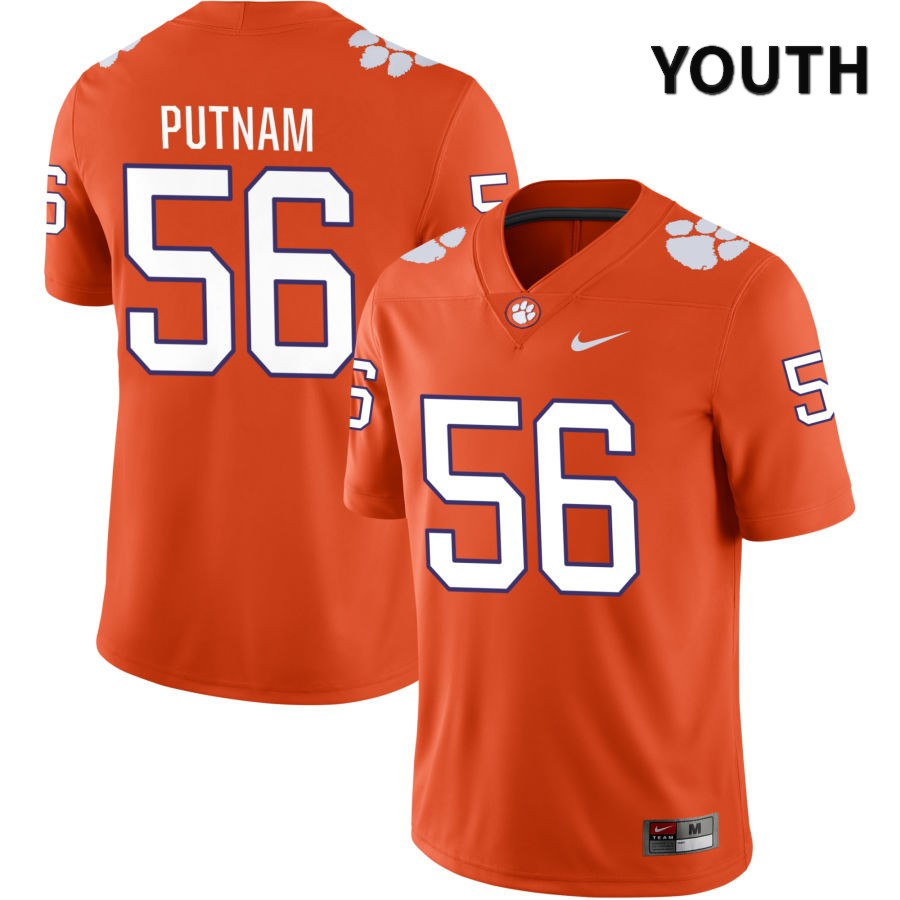 Youth Clemson Tigers Will Putnam #56 College Orange NIL 2022 NCAA Authentic Jersey Lifestyle SSH41N3B